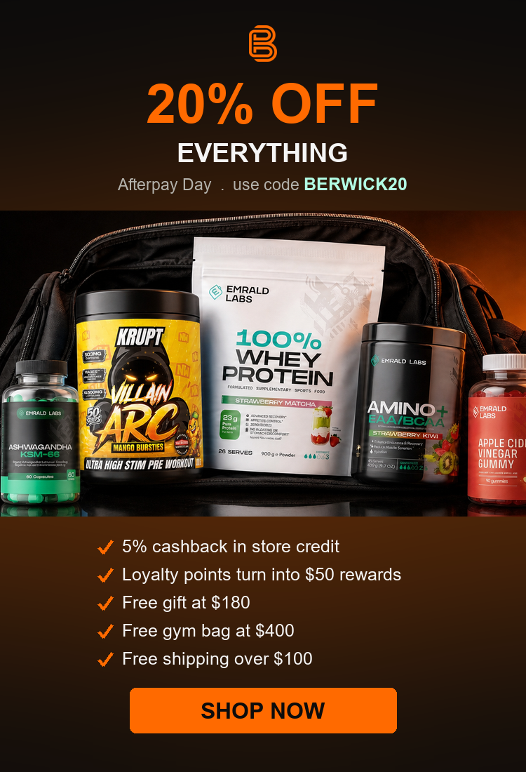 Berwick Supplements 20% off everything with code BERWICK20 - Afterpay Day